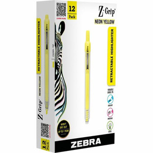 Zebra Pen Z-Grip Retractable Highlighter - Chisel Marker Point - Retractable - Neon Yellow Ink Product Image 