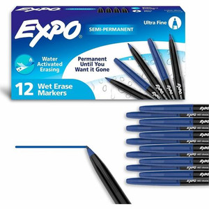 Expo Vis-A-Vis Wet-Erase Markers - Ultra Fine Marker Point - Blue Ink Product Image 
