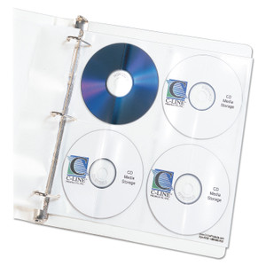 C-Line Deluxe CD Ring Binder Storage Pages, Standard, 8 Disc Capacity, Clear/White, 5/Pack (CLI61948) View Product Image