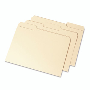 AbilityOne 7530015833820, SKILCRAFT Manila Interior Height Folders, 1/3-Cut Tabs: Assorted, Letter Size, Manila, 100/Box View Product Image