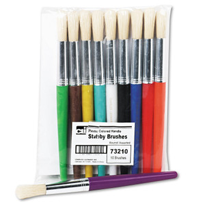 Charles Leonard Stubby Brush Set, Natural Bristle, Round Profile, 10/Set View Product Image