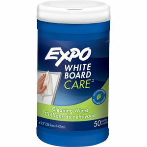 Expo Whiteboard Care Cleaning Wipes - 6" Width x 9" Length - White - 50/Tub Product Image 