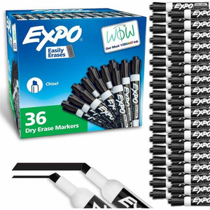 Expo Dry Erase Markers - Chisel Marker Point - Erasable - Black Ink Product Image 