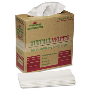 AbilityOne 7920015122413, SKILCRAFT Tuffall Wipes, 1-Ply, 9.75 x 16.75, White, 100/Box Product Image 