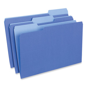 Universal Interior File Folders, 1/3-Cut Tabs: Assorted, Legal Size, 11-pt Stock, Blue, 100/Box Product Image 
