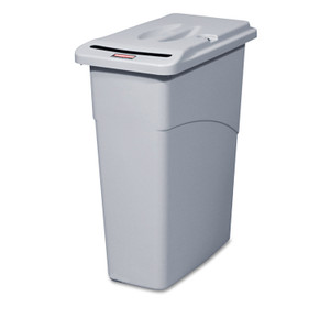 Rubbermaid Commercial Slim Jim Confidential Document Waste Receptacle with Lid, 23 gal, Light Gray (RCP9W15LGY) View Product Image