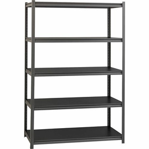 Lorell Iron Horse 3200 lb Capacity Riveted Shelving - 5 Shelf(ves) - 72" Height x 48" Width x 24" Depth - 30% Recycled - Black - Steel, Laminate Product Image 