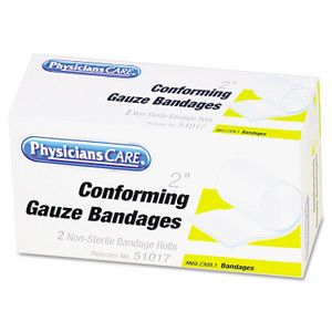 PhysiciansCare by First Aid Only First Aid Conforming Gauze Bandage, Non-Steriile, 2" Wide, 2/Box (FAO51017) View Product Image