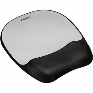 Fellowes Memory Foam Mouse Pad/Wrist Rest - Silver Streak - 1" Height x 7.94" Width x 9.25" Depth - Silver - Memory Foam - Wear Resistant, Tear Resistant, Skid Proof Product Image 