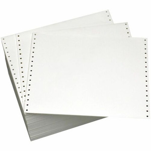 Domtar Continuous Forms - 92 Brightness - 11" x 14 7/8" - 20 lb Basis Weight - Green Bar, Chlorine-free, Acid-free, Archival-safe, Unperforated, Break-free, Single Ply - White, Green Product Image 