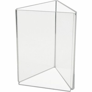 Deflecto 3-Sided Sign/Menu Holder - Support 4" x 6" Media - Plastic, Polystyrene - Clear Product Image 