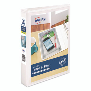 Avery Mini Size Protect and Store View Binder with Round Rings, 3 Rings, 1" Capacity, 8.5 x 5.5, White View Product Image