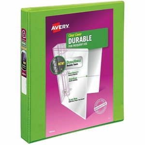 Avery Durable View 3 Ring Binder, 1 Inch Slant Rings, 1 Green Binder (17832) - 1" Binder Capacity - Letter - 8 1/2" x 11" Sheet Size - 250 Sheet Capacity - 1 2/5" Spine Width Product Image 