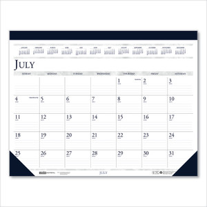 House of Doolittle Recycled Academic Desk Pad Calendar, 18.5 x 13, White/Blue Sheets, Blue Binding/Corners, 14-Month (July to Aug): 2023 to 2024 View Product Image