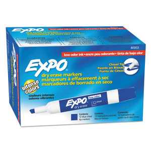 EXPO Low-Odor Dry-Erase Marker, Broad Chisel Tip, Blue, Dozen (SAN80003A) View Product Image