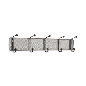 Safco Onyx Mesh Wall Racks, 5 Hook, 26.75w x 3d x 5.5h, Black View Product Image