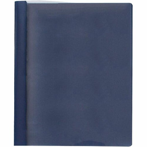 Business Source Letter Report Cover - 1/2" Folder Capacity - 8 1/2" x 11" - 100 Sheets Capacity - 3 x Prong Fastener(s) - Clear, Dark Blue Product Image 