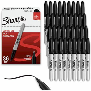 Sharpie Permanent Marker - 1 mm Fine, Bold Marker Point - Black Ink - Black Barrel Product Image 