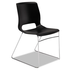 HON Motivate High-Density Stacking Chair, Supports Up to 300 lb, 17.75" Seat Height, Onyx Seat, Black Back, Chrome Base, 4/Carton (HONMS101ON) View Product Image