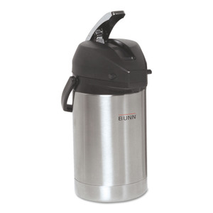BUNN 2.5 Liter Lever Action Airpot, Stainless Steel/Black (BUNAIRPOT25) View Product Image