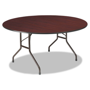 Iceberg OfficeWorks Wood Folding Table, Round, 60" x 29", Mahogany Top, Gray Base (ICE55264) View Product Image