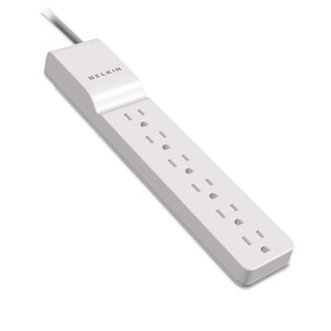 Belkin Home/Office Surge Protector, 6 AC Outlets, 4 ft Cord, 720 J, White (BLKBE10600004) View Product Image