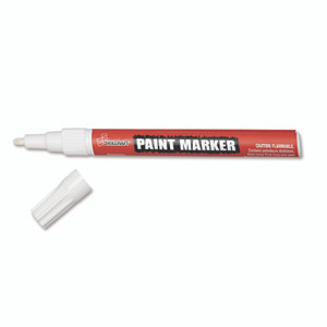 AbilityOne 7520012074159, SKILCRAFT Paint Marker, Fine Bullet Tip, White, Dozen View Product Image