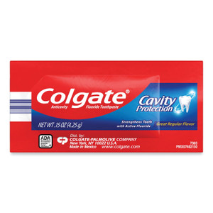 Colgate Cavity Protection Toothpaste, Regular Flavor, 0.15 oz Sachet, 1,000/Carton (CPC50130) View Product Image