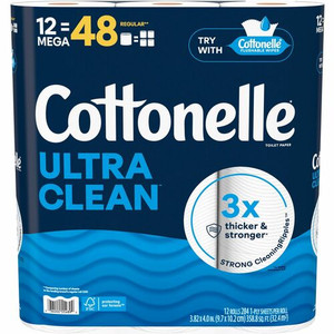 Cottonelle Ultra Clean Toilet Paper - 1 Ply - White - Paper Product Image 