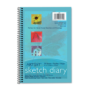 Pacon Art1st Sketch Diary, 64 lb Text Paper Stock, Blue Cover, (70) 9 x 6 Sheets View Product Image