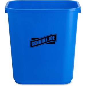 Genuine Joe 28-1/2 Quart Recycle Wastebasket - 7.13 gal Capacity - Rectangular - 15" Height x 14.5" Width x 10.5" Depth - Blue, White - (GJO57257) Product Image 