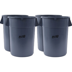 Genuine Joe 44-gallon Heavy-duty Trash Container - 44 gal Capacity - Heavy Duty, Handle - 24" Height x 31.5" Width x 24" Depth - Gray - (GJO11581CT) Product Image 