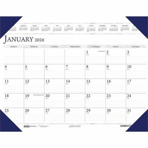 House of Doolittle Eco-friendly Executive Calendar Desk Pad - Julian Dates - Monthly - 1 Year - January 2026 to December 2026 - 1 Month Single Page Layout Product Image 