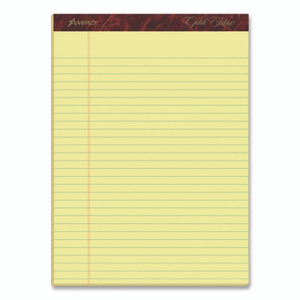 Ampad Gold Fibre Writing Pads, Wide/Legal Rule, 50 Canary-Yellow 8.5 x 11.75 Sheets, 4/Pack Product Image 