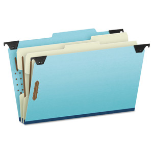 Pendaflex Hanging Classification Folders with Dividers, Legal Size, 2 Dividers, 2/5-Cut Exterior Tabs, Blue Product Image 
