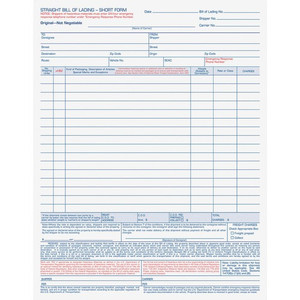 TOPS Bill-of-Lading Snap off 4-part Form Sets - 4 Part - Carbonless Copy - 11.44" x 8.50" Sheet Size - White Sheet(s) - Light Blue, Blue, Red Print Color Product Image 