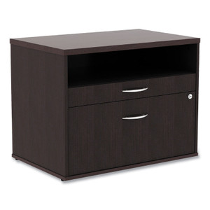 Alera Open Office Desk Series Low File Cabinet Credenza, 2-Drawer: Pencil/File,Legal/Letter,1 Shelf,Espresso,29.5x19.13x22.88 View Product Image