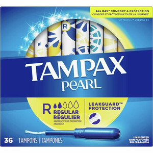 Tampax Pearl Regular Tampons - Regular - Plastic Applicator - Comfortable, Anti-leak, Unscented Product Image 