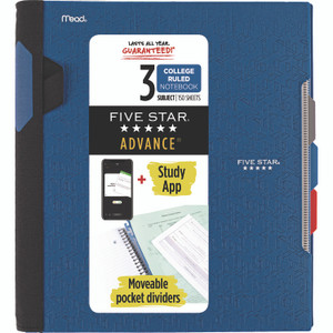 Five Star Advance Wirebound Notebook, 3-Subject, Medium/College Rule, Randomly Assorted Cover Color, (150) 11 x 8.5 Sheets View Product Image