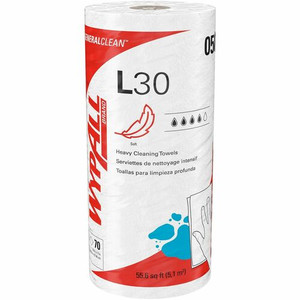 Wypall GeneralClean L30 Heavy Cleaning Towels - 11" Width x 10.40" Length - 70 Sheets/Roll - White - 70/Roll Product Image 