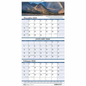 House of Doolittle Scenic 3-month Wall Calendar - Julian Dates - 14 Month - December 2025 to January 2027 - 3 Month Single Page Layout - 12 1/4" x 27" Sheet Size Product Image 