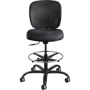 Safco Vue Heavy-duty Stool - Black Seat Color - Fabric Seat Material - Black Back Color - Mesh Back Material - 5-star Base Product Image 