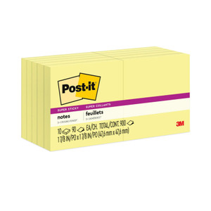 Post-it Notes Super Sticky Pads in Canary Yellow, 1.88" x 1.88", 90 Sheets/Pad, 10 Pads/Pack View Product Image