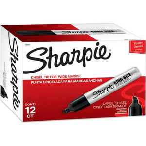 Sharpie King Size Permanent Markers - Bold Chisel Marker Point - Black Ink - Plastic Barrel Product Image 