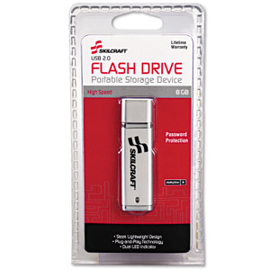 AbilityOne 7045015584985, SKILCRAFT Ultra-Slim Flash Drive, 8 GB, Silver (NSN5584985) View Product Image