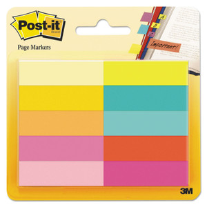 Post-it Page Flag Markers, Assorted Bright Colors, 50 Sheets/Pad, 10 Pads/Pack (MMM67010AB) View Product Image