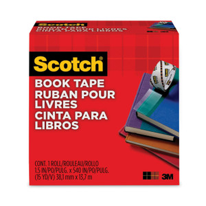 Scotch Book Tape, 3" Core, 1.5" x 15 yds, Clear View Product Image