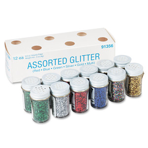 Pacon Spectra Glitter, 0.04 Hexagon Crystals, Assorted, 0.75 oz Shaker-Top Jar, 12/Pack (PAC91356) View Product Image