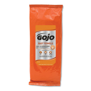 GOJO FAST TOWELS Hand Cleaning Towels, 2-Ply, 7.75 x 11, Fresh Citrus, Blue, 60/Pack, 6 Packs/Carton View Product Image