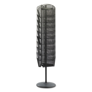 Safco Onyx Mesh Rotating Magazine Display, 30 Compartments, 16.5w x 16.5d x 66h, Black View Product Image